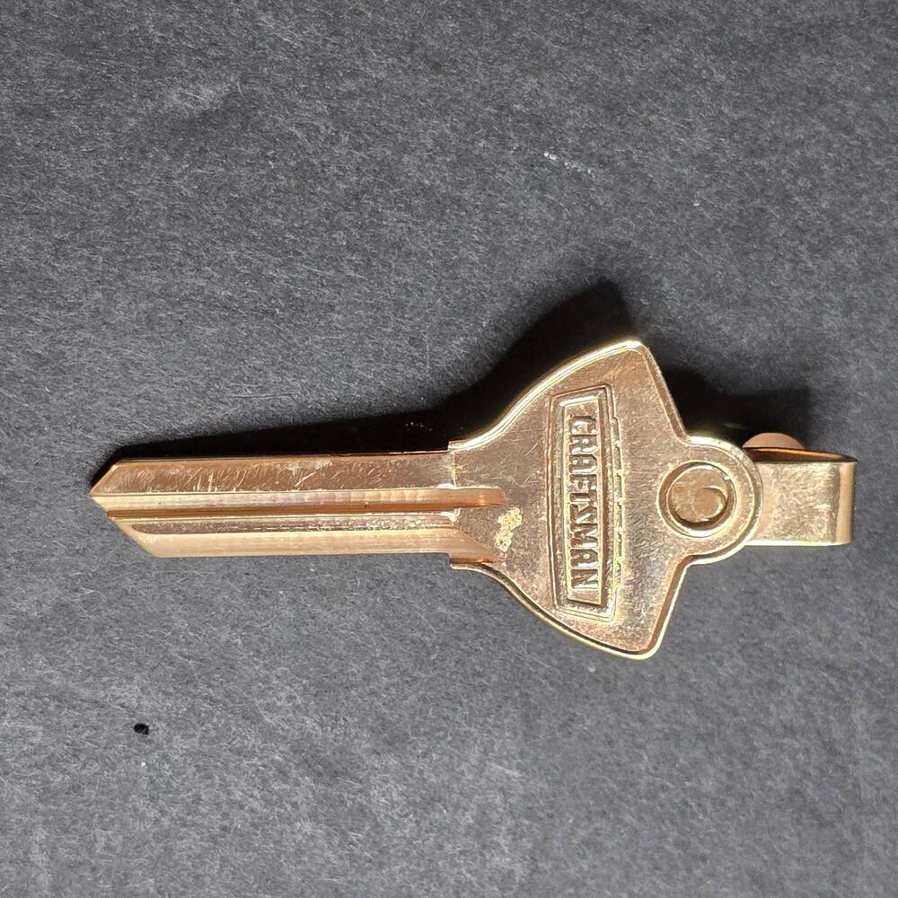 Craftsman House Key Tie Clip Sears Employee Tool Collector Gold Tone 1960s
